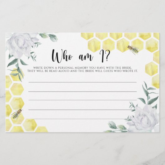 Waterverf bijenbloem die ik vrijgezellenfeest spel briefpapier (Voorkant)