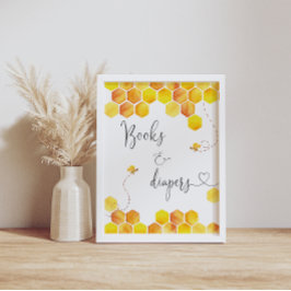 Waterverf bijenboeken en diapers poster