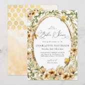 Waterverf Bijengeel Floral Neutraal Baby shower Kaart (Voorkant / Achterkant)