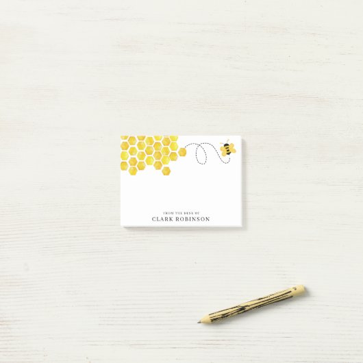 Waterverf bijenhoning van het bureau van aangepast post-it® notes (Op bureau)