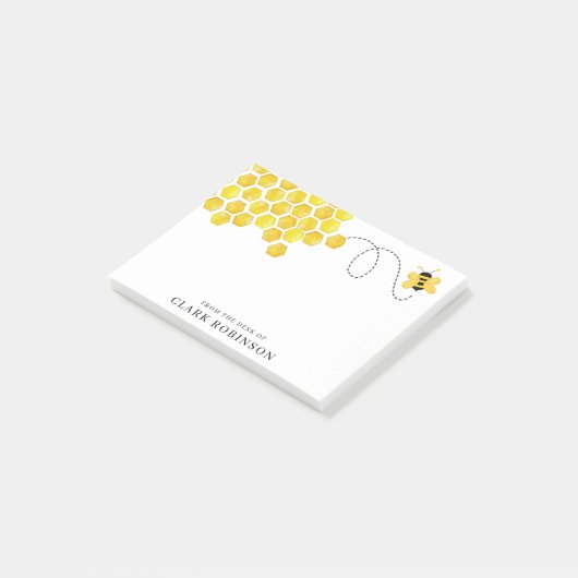 Waterverf bijenhoning van het bureau van aangepast post-it® notes (Schuin)