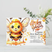 Waterverf bijenkorf Baby shower Kaart (Staand voorkant)