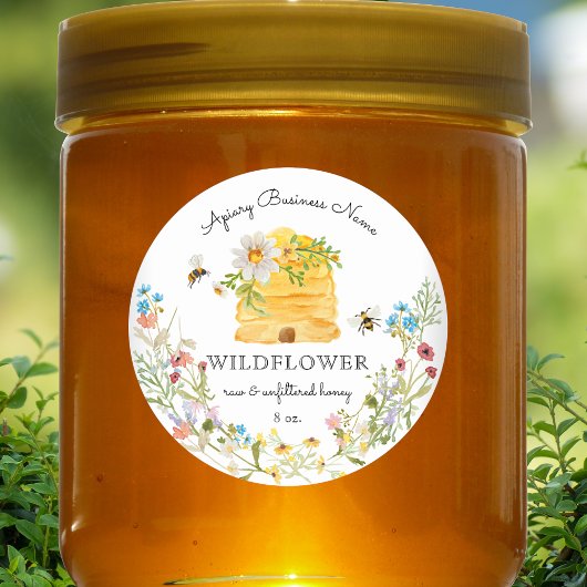 Waterverf Bijenkorf Bloemen Honing Custom Ronde Sticker