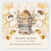 Waterverf bijenkorven vierkante sticker (Voorkant)