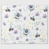 Waterverf-bijenpatroon Cadeaupapier (Vlak)