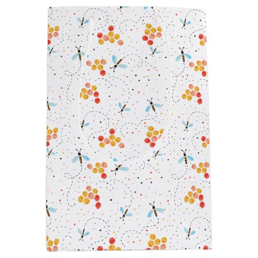 Waterverf-bijenpatroon Medium Cadeauzakje (Voorkant)