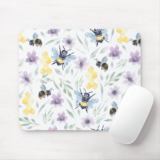 Waterverf-bijenpatroon Muismat (Met muis)