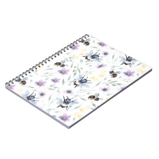 Waterverf-bijenpatroon Notitieboek (Linkerzijde)