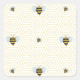Waterverf bijenpatroon Stickers