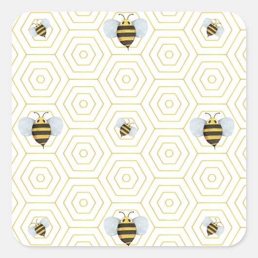 Waterverf bijenpatroon Stickers (Voorkant)