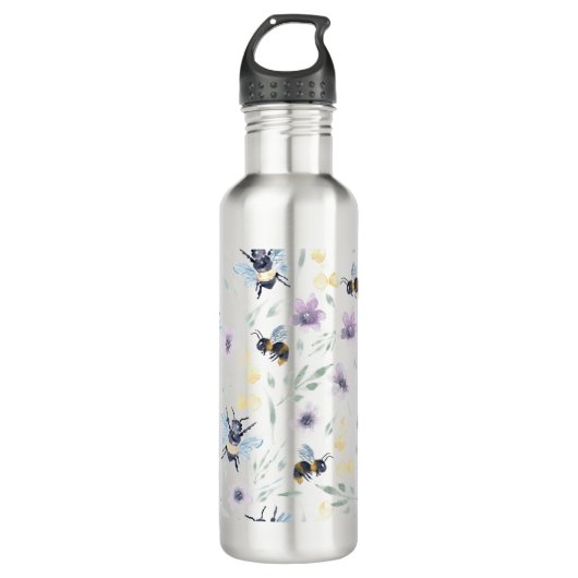 Waterverf-bijenpatroon Waterfles (Voorkant)