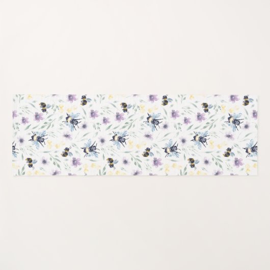 Waterverf-bijenpatroon Yogamat (Voorkant (horizontaal))