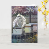 Waterverf bijenteelt bijenborstelaars Kunst Kaart (Gele Bloem)