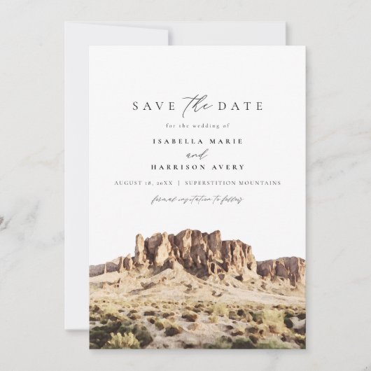 Waterverf Bijgeloof Bergen Save the Date Kaart (Voorkant)