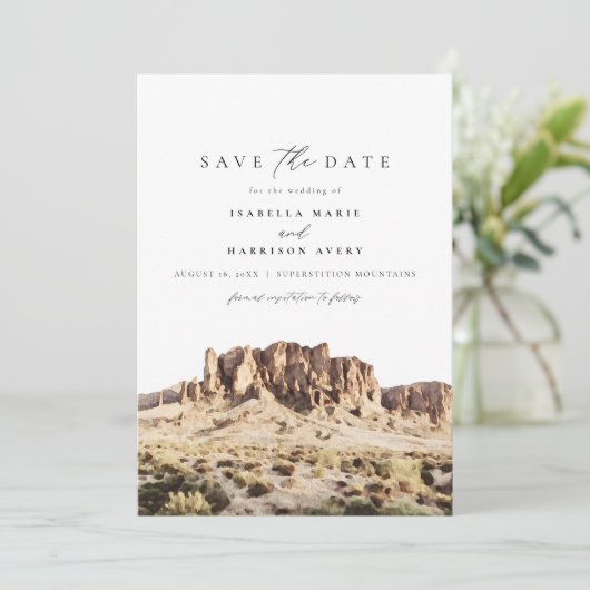 Waterverf Bijgeloof Bergen Save the Date Kaart (Staand voorkant)