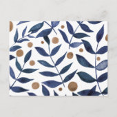 Waterverf bijkantoren en bessen - indigo en beige briefkaart (Voorkant)