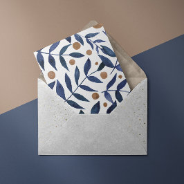 Waterverf bijkantoren en bessen - indigo en beige briefkaart