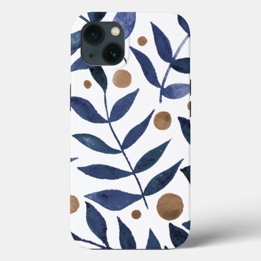 Waterverf bijkantoren en bessen - indigo en beige Case-Mate iPhone case (Achterkant)
