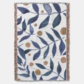 Waterverf bijkantoren en bessen - indigo en beige deken (Voorkant Verticaal)