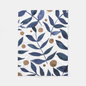 Waterverf bijkantoren en bessen - indigo en beige fleece deken (Voorkant)