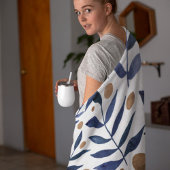 Waterverf bijkantoren en bessen - indigo en beige fleece deken