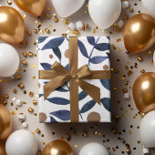 Waterverf bijkantoren en bessen - indigo en beige inpakpapier vel