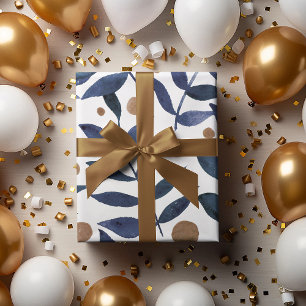 Waterverf bijkantoren en bessen - indigo en beige inpakpapier vel