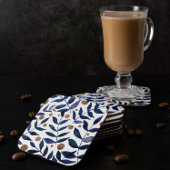 Waterverf bijkantoren en bessen - indigo en beige kartonnen onderzetters