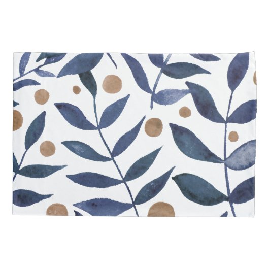 Waterverf bijkantoren en bessen - indigo en beige kussensloop (Achterkant)