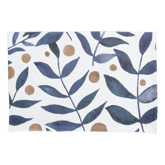 Waterverf bijkantoren en bessen - indigo en beige kussensloop (Voorkant)