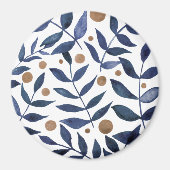 Waterverf bijkantoren en bessen - indigo en beige magneet (Voorkant)