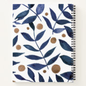 Waterverf bijkantoren en bessen - indigo en beige notitieboek (Achterkant)