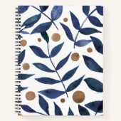 Waterverf bijkantoren en bessen - indigo en beige notitieboek (Voorkant)