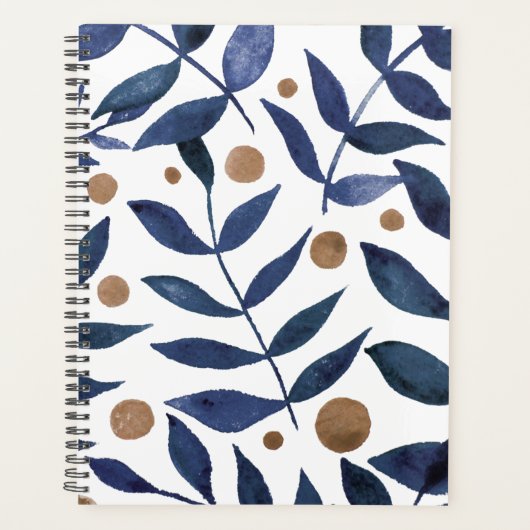 Waterverf bijkantoren en bessen - indigo en beige planner (Voorkant)