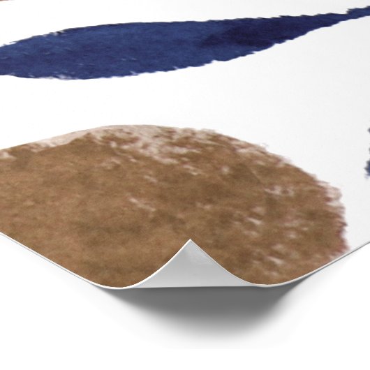 Waterverf bijkantoren en bessen - indigo en beige poster (Hoek)