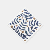 Waterverf bijkantoren en bessen - indigo en beige servet (Hoek)