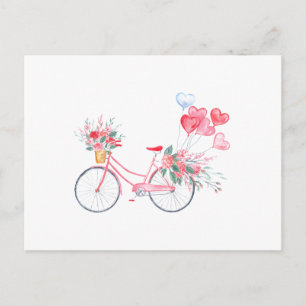 Waterverf-bike & ballonnen briefkaart