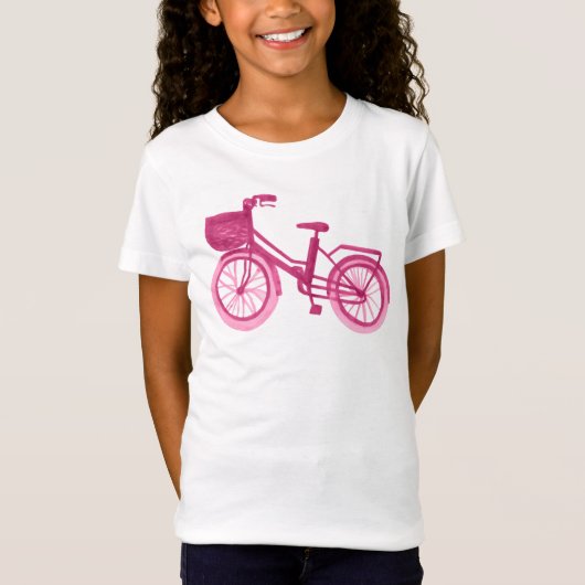 Waterverf Bike- Roze T-shirt (Voorkant)