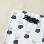 Waterverf bikini blauw en wit gepersonaliseerd bea strandlaken (In situ)