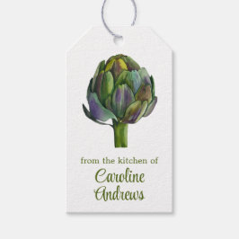 Waterverf biologische artisjok cadeaulabel
