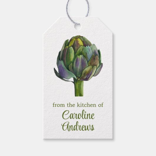 Waterverf biologische artisjok cadeaulabel (Voorkant)