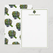 Waterverf biologische artisjok gepersonaliseerd bedankkaart (Voorkant / Achterkant)