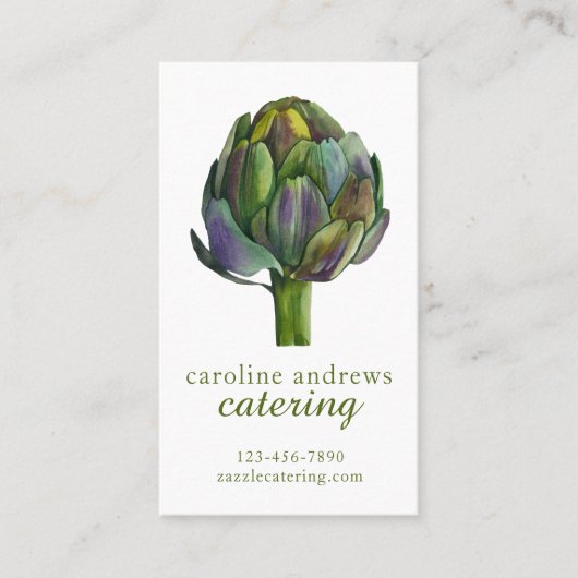 Waterverf biologische artisjok visitekaartje (Voorkant)