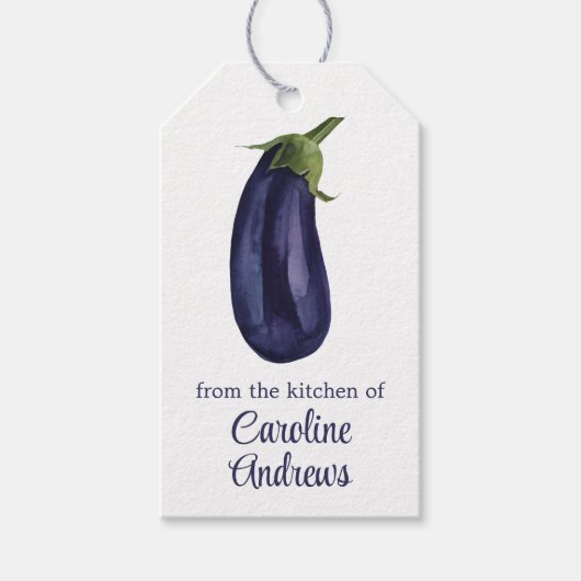 Waterverf biologische aubergine cadeaulabel (Voorkant)