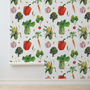 Waterverf Biologische Fruit & Groente Produce Behang