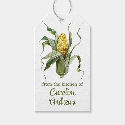 Waterverf biologische maïs cadeaulabel (Voorkant)