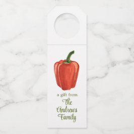 Waterverf biologische paprika flessenhanger