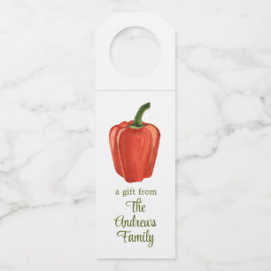 Waterverf biologische paprika flessenhanger