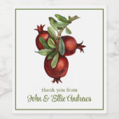 Waterverf Biologische Produce Granaatappel Wijn Etiket (Enkel label)