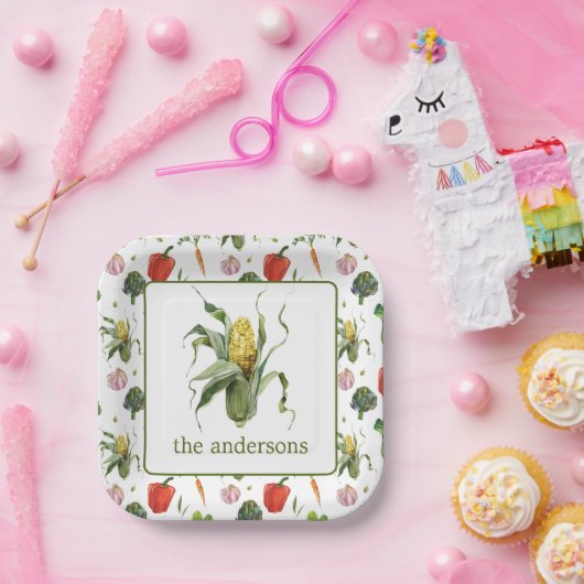 Waterverf biologische producten maïs papieren bordje (Feest)